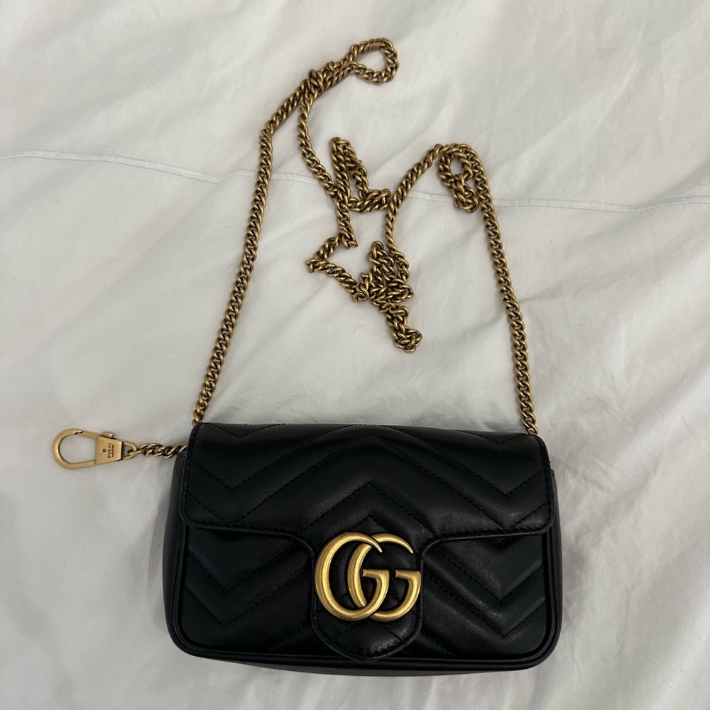 NEW GUCCI GG MARMONT SUPER MINI BAG BLACK